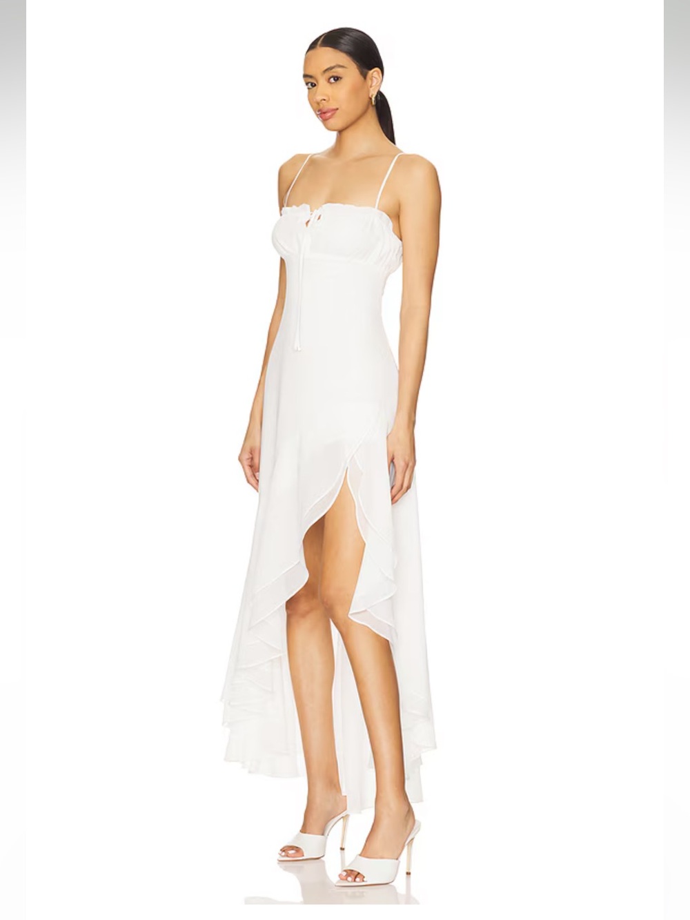 Amanda Uprichard Odelia Ivory High Low Maxi Dress M - Picture 3 of 11